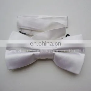Solid White Color 100% Silk Woven Bow Tie thumbnail-1