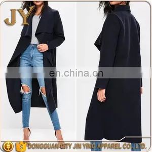 Custom Made Clear Coat Coat Stand on Ladies Black Long Wool Coats Winter thumbnail-1