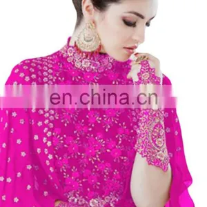 Party Wear Anarkali Suits With Flairs And Fluffy Sleeves 2017 (Semi-Stitched) thumbnail-2
