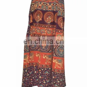 Indian Wrap Around Skirt Printed Wraparound Hippie Boho Gypsy Mandala Cotton Wrap Around Skirt Dress Hippie Boho Women Skirt thumbnail-3