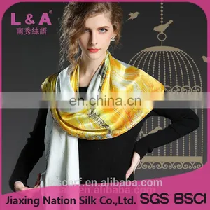 100%Silk Satin Women's Elegant Silk Scarf 110*110 thumbnail-1