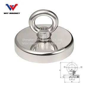 500LBS Pulling Force Magnetic N52 Super Big Round Neodymium Fishing Magnet With M10 Eyebolt Countersunk Hole Diameter 90MM thumbnail-2