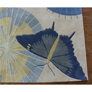 Butterfly Motif Cut Pile Area Rug Carpet Wool Beautiful Carpet Living Room thumbnail-3