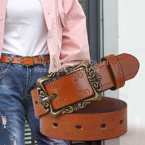 Genuine Leather Belts Mens Women thumbnail-1