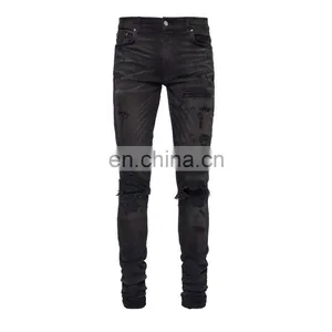 DiZNEW CUSTOM WHOLESALE STRAIGHT SLIM FIT RIPPED JEANS MEN thumbnail-1