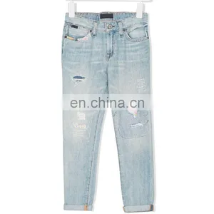DiZNEW Fashion Children Pants Light Distressed Bule Denim Kids Boy Jean Pants thumbnail-2