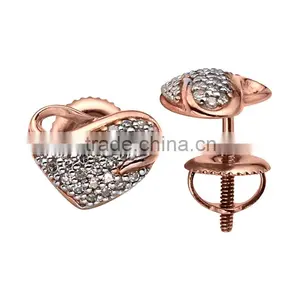 9k 10k 14k 18k White and Pink Gold Ring Earrings Diamond thumbnail-2