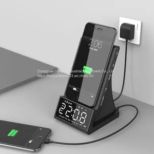 X7 Desktop Audio Multi-function Bluetooth Alarm Clock Mobile Phone Stand Wireless Charging Radio Bedside Speaker thumbnail-1