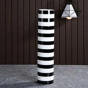 Nordic Modern Simple Art Glaze White Black Ceramic Flower Pot Vase For Hotel Decor thumbnail-3