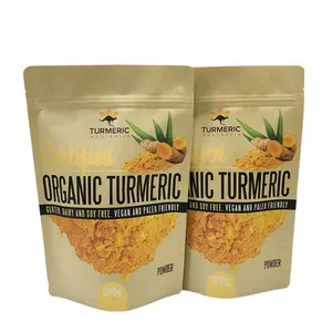 High Quality Stand up Zipper Kraft Paper Plastic Turmeric Cinnamon Powder Packaging Bag thumbnail-1