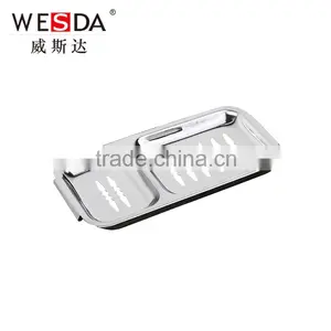 WESDA Bathtub Soap Dish Silver Square Stainless Steel Soap Two Dish Bathroom Sets Metal Soap Holder/Soap Dish/Soap Basket thumbnail-1
