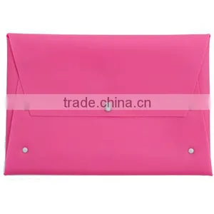 Custom Leather Envelope Clutch Front Lapel Leather Envelope Pouch Wallet Chic Press Stud Fastening Slim Leather Hand Bag thumbnail-4