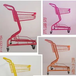 Japanese Style Shopping Cart Coloful Metal Grocery Store Supermarket Shopping Trolley Cart For KTV / Bar Mini Store thumbnail-1