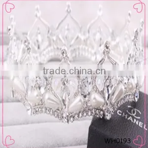 Pageant Drill Round Tiara High-grade Crown For Wedding Performance Party thumbnail-1