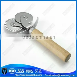 New Design Wood Handle Double Wheel Pizza Cutter thumbnail-1