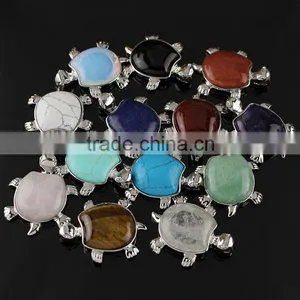 JF6878 Lovely Colourful Gemstone Pave Tortoise Turtle Charm Pendant thumbnail-1