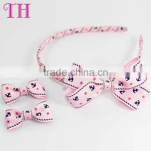 Fancy Hair Accessories Girls Hair Accessories Good Quality Kid Fancy Hair Bands Grosgrain Elastic Bow Headband Wholesaler thumbnail-2