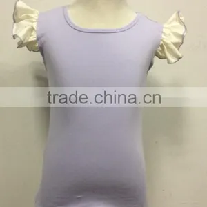 Hot Selling Girls Blank Ruffle Sleeve t Shirt thumbnail-3