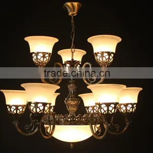 Large Bronze Chandelier Coozen Wrought Iron Retro Rustic Lighting Fixture thumbnail-1