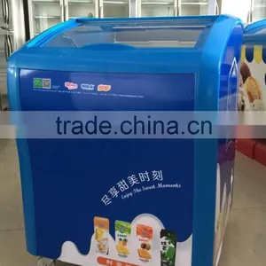 158L Smaller Curved Glass Door Freezer SD-158 Soft Ice Cream Machine, Ice Cream Freezer Curved Sliding Glass Door Commercial thumbnail-1