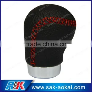 Manual Leather Car Gear Knob Red Stitching Universal thumbnail-6