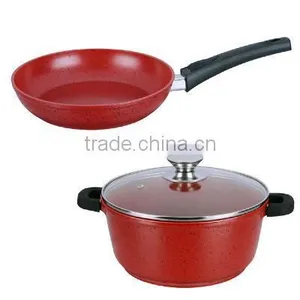 Aluminium Red Lava Stone Coating Fry Pan thumbnail-3
