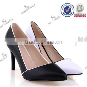 2015 Guangzhou Factory Real Leather Block Heels Women Shoes thumbnail-1