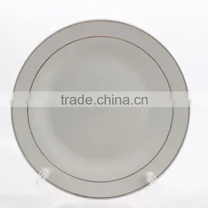 Silver Rim Dinner Plate for Hotel Super White Porcelain Dinner Plate thumbnail-1