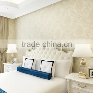 Romosa Wallcoverings Traditional Georgia Ivory White / Tan Faux Worn Damask Shabby Chic Wallpaper Roll Decor thumbnail-1