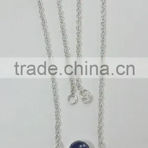 Tanzanite Pear Cabochon 925 Solid Sterling Silver Necklace, Designer Sterling Silver Gemstone Necklace, Gemstone Necklace thumbnail-1