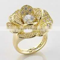 925 Silver Fashion cz Flower Ring thumbnail-1