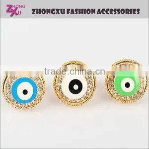New Cheap Fashion Gold Rhinestone Evil Eye Ring thumbnail-1