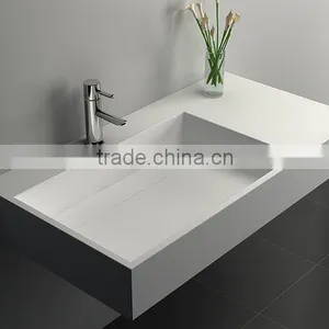 Modern Bathrooms Wash Basin for Hotel , Wall Hung Acrylic Solid Surface Wash Basin,Artificial Stone Washing Basin thumbnail-1