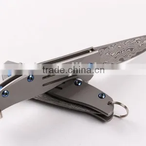 OEM Titanium Alloy Handle Material and Damascus Blade Material Folding Knife thumbnail-2