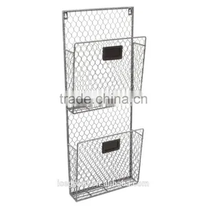2 Tier Wall Mounted Metal Storage Baskets / Magazine Rack / File Organizer thumbnail-2