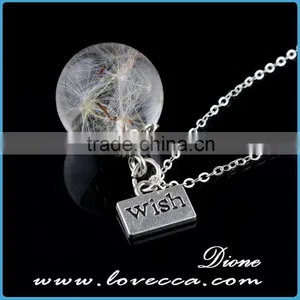 Handmade 20mm Round Clear Resin Ball Dried Pressed Real Flower Pendant With Wish Pendant Jewelry thumbnail-3