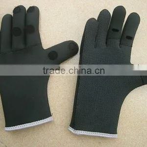 Black Neoprene Fishing Gloves thumbnail-1