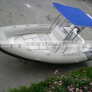 Luxurious Inflatable Pvc Rigid Boat With Bimini Top thumbnail-1