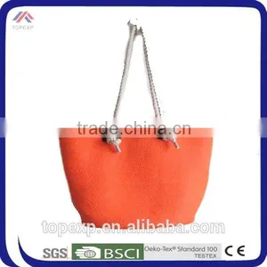 Solid Color Denim Shoulder Bag With White Rope thumbnail-3