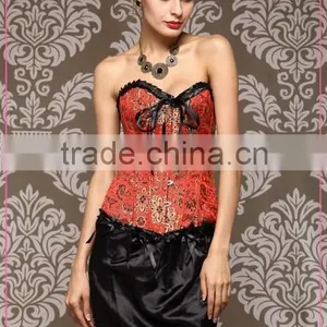 Sexy Brocade Fabric Corset Srapless for Mature Women thumbnail-1