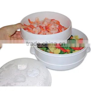 2 Tier Microwave Chinese Rice Noodle Portable Bun Vegetable Food Steamer thumbnail-4