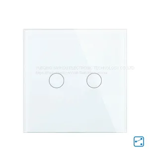 EU Standard Two Gang Two Way Luxury Crystal Glass Panel Crystal Glass Panel Touch Light Switch,110V-250V Wall Switch thumbnail-4