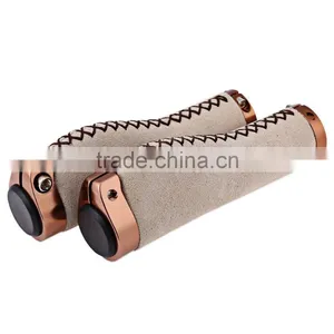 1 Pair Anti-slip Cycling MTB Bike Bicycle Handlebar Cover Grips Vintage Retro Leather Bilateral Lock Cover thumbnail-3