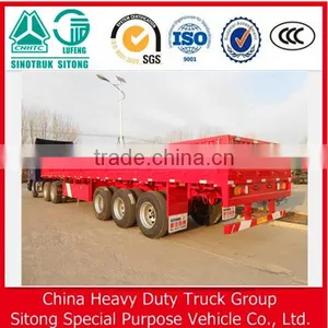 Tri-axle Side Wall Twist Locks Flatbed Semi Trailer,Platform Cargo Trailer,Flatbed Tractor Trailer thumbnail-1