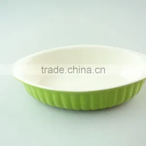 Colorful Ceramic Bake Plate With Two Ears, Durable Ceramic Bakeware in Stock thumbnail-5
