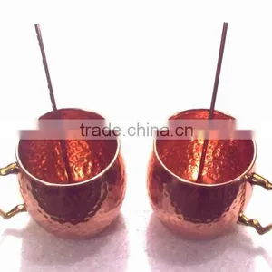 MANUFACTURER BPA FREE 100% PURE COPPER MUG WITH DRINKING STRAWS FOR GINGER VODKA & MOSCOW MULE thumbnail-1