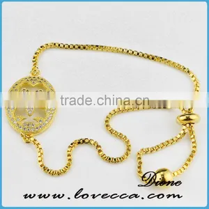 Gold Plated Brass Jewelry Diamond Rhinestone Micro Pave Thin Chain Gold Bracelet thumbnail-6