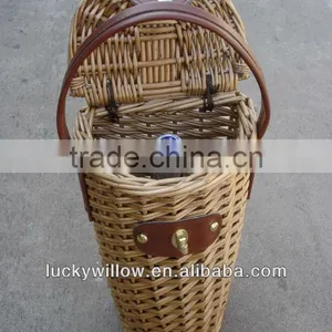 Portable Antique Wicker Wash Wine Bottle Insulated Carrying Basket With Handle thumbnail-1