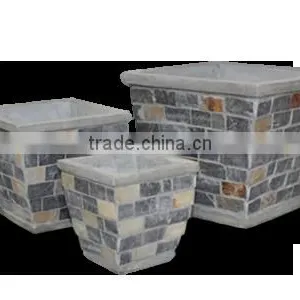Flower Cement Planters With Slate thumbnail-1