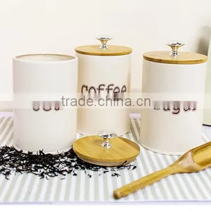 Set of 3 Kitchen Round Metal Storage Canisters for Tea Sugar Coffee thumbnail-1